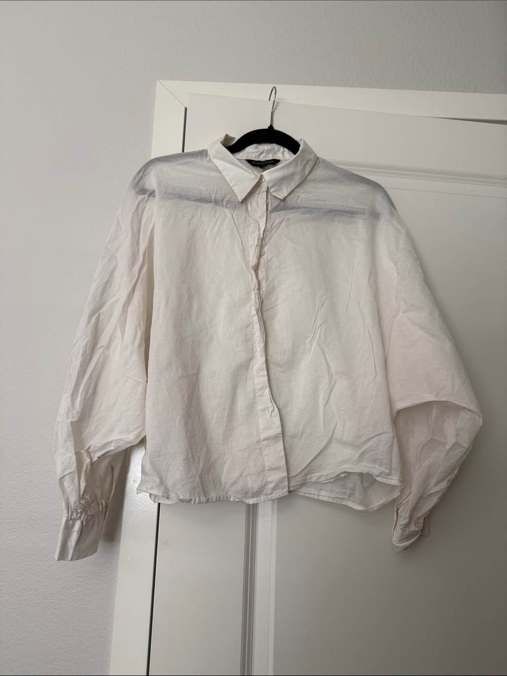 Banana Republic White Button-Front Cotton Blouse